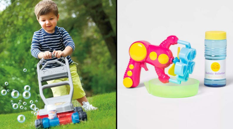 bubble blowing lawn mower fisher price